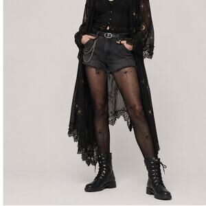 SGN Black Leather Lace Up Fur Trim Combat Boots Womens 37 Goth Witchy Whimsy